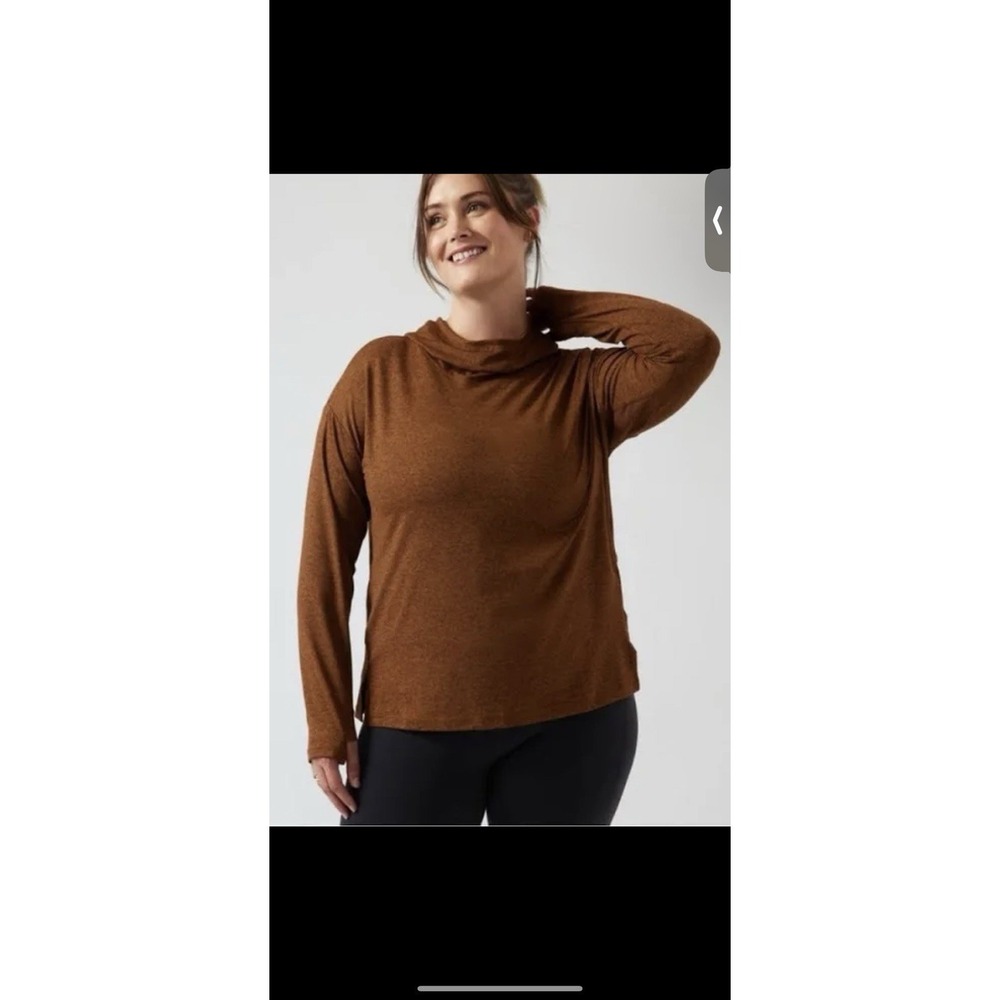 Athleta NWT Uptempo II Hoodie Sweatshirt Sz 3X Mahogany Heather Brown Athletic